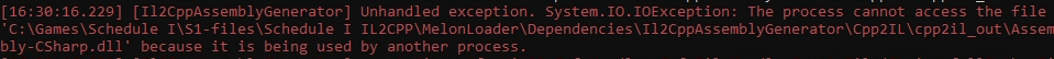 Error in Il2CppAssemblyGenerator